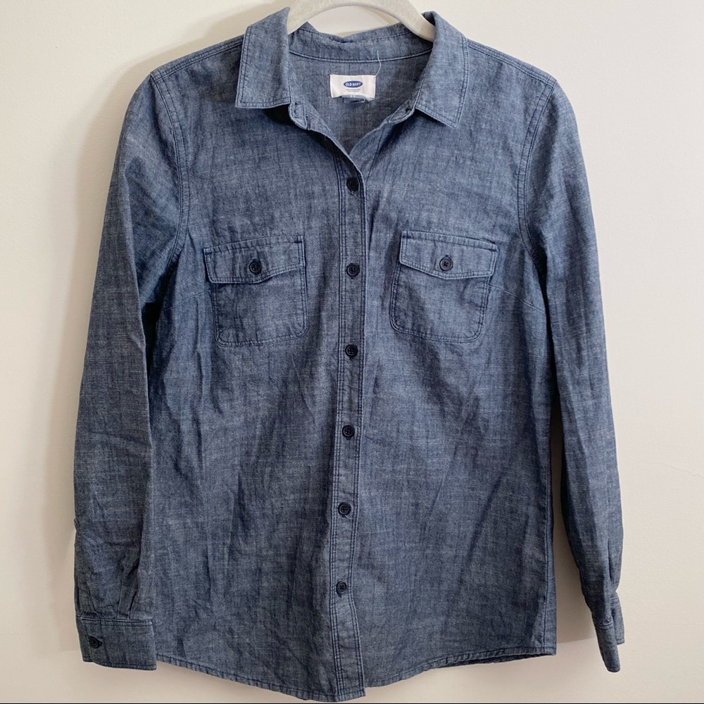 Old Navy Blue Chambray Button Up Shirt